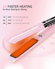 Dorisilk one-inch floating plate delivers precise contact for smooth straightening and curl shaping.