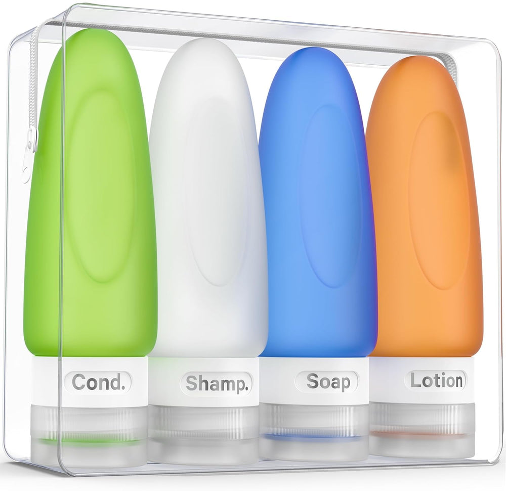 Dot&Dot leak-proof travel bottles with cap-dispense prevent spills.