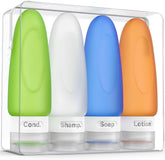 Dot&Dot leak-proof travel bottles with cap-dispense prevent spills.