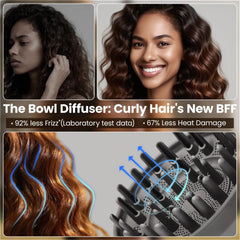 Dotspun diffuser attachment for Dyson Airwrap HS05, grey, promotes voluminous waves with gentle drying