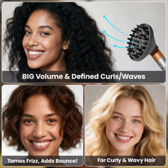Dotspun diffuser for Dyson Airwrap HS08, grey, evenly dries thick hair with enhanced texture