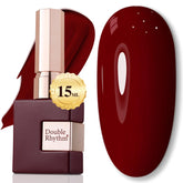 Double Rhythm Burgundy gel polish bottle close-up showing premium color and shine.