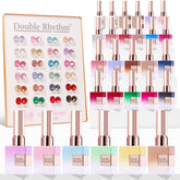 Double Rhythm cat-eye gel polish collection in 15ml bottles for at-home manicures.