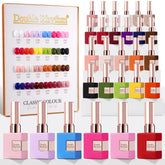 Double Rhythm 28Pcs gel polish set color collection swatches for home manicure.