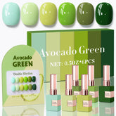 Double Rhythm 6pcs gel polish set with bottle close-up showing rich color.