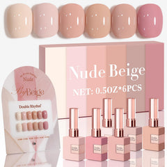Double Rhythm 6pcs gel polish set close-up with long-lasting glossy finish.