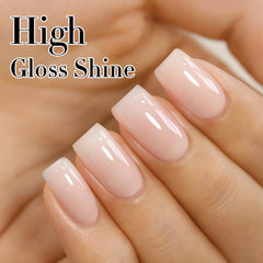 Double Rhythm A1511 gel layer on nail demonstrates sheer depth.