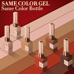 Double Rhythm beige gel polish bottle offers subtle elegance for chic nail looks