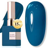 Double Rhythm Blue A1458 gel polish bottle front for pure sheer color at home.