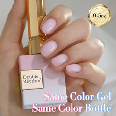 Double Rhythm bottle milky sheer close-up shows glossy finish