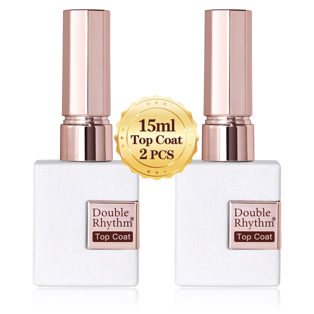 Capa superior brillo Double Rhythm 15ml, acabado resplandeciente para uñas.