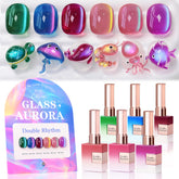 Double Rhythm Cat Eye Gel Nail Polish Set in six colors for at-home manicure
