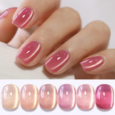Double Rhythm cat-eye nail polish collection swatches show color-shift shimmer.