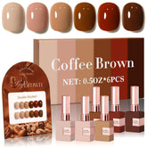 Double Rhythm coffee brown gel polish bottle shows rich color for salon-quality nails at home