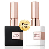 Double Rhythm gel blanco puro en botella cuadrada, ideal para un look limpio.