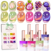 Double Rhythm fruit cat eye polish in rose glass bottle with shimmering finish for stylish nails