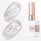 Double Rhythm gel esmalte frasco perla blanco dorado, acabado suave y glam