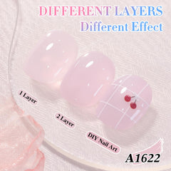 Double Rhythm gel polish swatch pastel illustrates sheer milky tone ideal for minimal nails