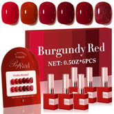 Double Rhythm glitter burgundy bottle 6pcs highlights vibrant color for chic at-home manicures