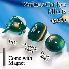 Double Rhythm magnet in action creating cat-eye shift on nails.