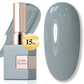 Double Rhythm milky gray bottle front showing shade for natural-looking nails