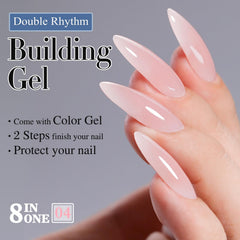 Double Rhythm Milky Pink gel extension bottle for smooth length.
