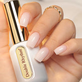 Double Rhythm milky white gel polish bottle with milky finish for salon-like shine