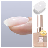 Double Rhythm Milky White Rubber Gel bottle close-up showing smooth base for home manicures