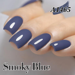Nail polish swatches in Deep Blue Gray demonstrate sheer elegance