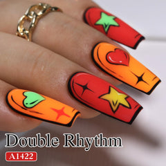 Nails after application with high-gloss shine using Double Rhythm polish.
