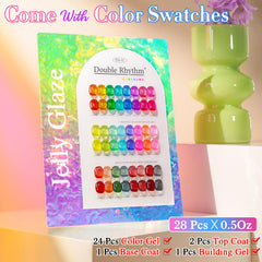 Double Rhythm neon jelly collection bottles shown for bold high pigment manicures
