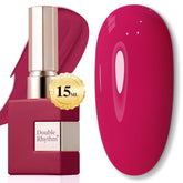 Double Rhythm gel polish 15ml bottle close-up showing sheer color and shine.