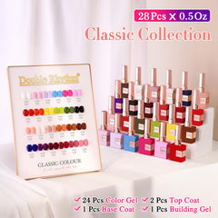 Double Rhythm red pink gel polish bottle close-up highlighting vibrant color.