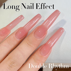 Double Rhythm sheer neutral finish on nails highlights jelly-like depth
