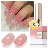 Double Rhythm translucent gel polish application close-up for natural, even layers