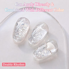 Double Rhythm uñas diseño purpurina, acabado llamativo para arte de uñas casero