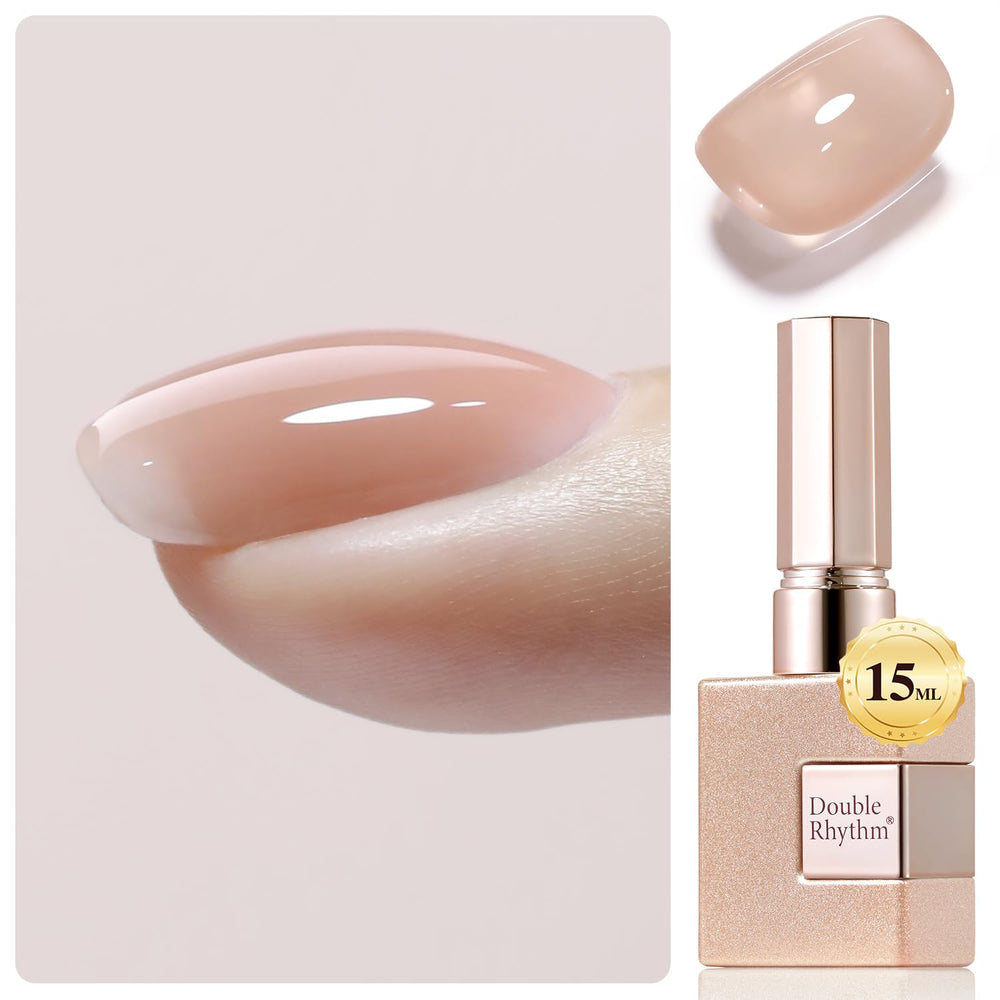Double Rhythm clear gel nail polish 15ml for long-lasting shine and easy extensions.