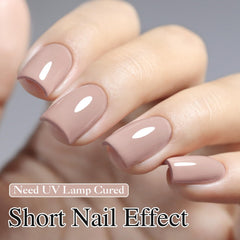 Double Rhythm MilkyKhaki nail swatch shows subtle sheer color for versatile everyday looks.