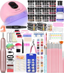 DouborQ acrylic nail art kit contents for complete at-home manicure setup