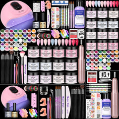 DouborQ acrylic nail kit boxed view showing full home salon setup.