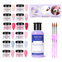 DouborQ 12-color acrylic powder display highlighting color variety.