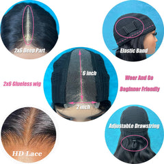 Douyin wear and go glueless wig 2x6 lace closure with deep part