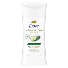 Dove Advanced Care cucumber and cactus water stick – close-up showing smooth invisible protection.
