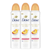 Desodorante Dove Advanced Care en spray, aroma durazno y manzanilla para uso diario.