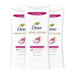 Dove Advanced Care barra con fragancia de fruta dragón y coco para uso diario.