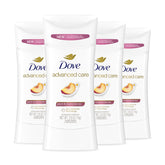 Dove Advanced Care Peach & Chamomile Tea deodorant stick with peach scent and skin protection.