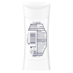 Dove Advanced Care Rejuvenate stick closeup shows ceramide boost for skin barrier support after shaving