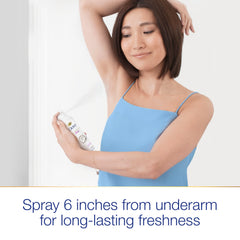 Dove aluminum-free deodorant spray underarm usage for daily protection.