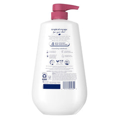 Dove Bano Cuerpo Microgotas Hidratación 24h para piel más nutrida.