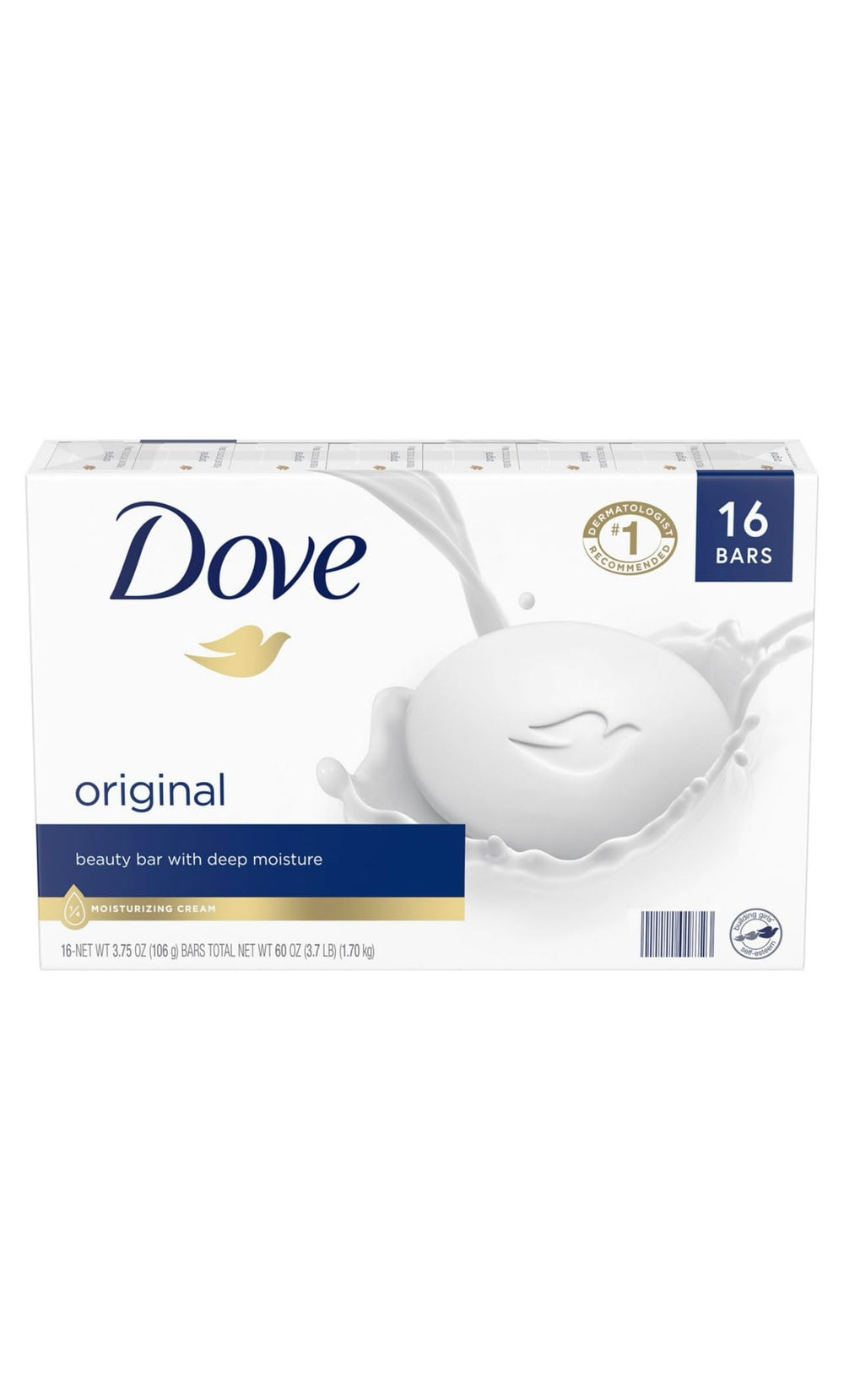 Dove moisturizing bar 16 bars pack showing daily hydration